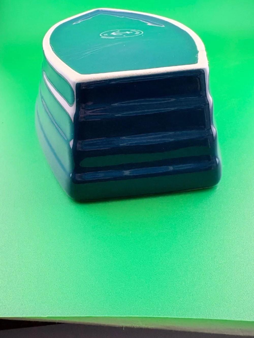 Share Sur La Table Boat-Shaped Serving Bowl Navy Blue White Interior Glazed Ston